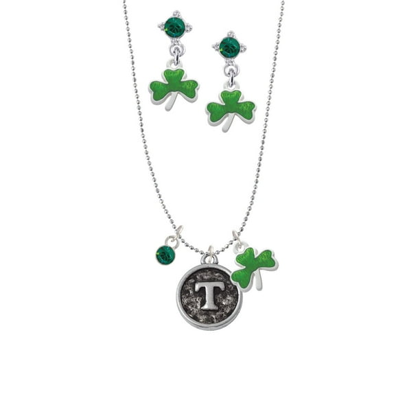 Shamrock Round Seal Custom Engraved Delicate Bar Necklace Shamrock Round Seal Custom Engraved Delicate Bar Necklace